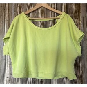 NEW Anthropologie Daily Practice Cropped Short Sleeve Open Wrap Cross Back Sz XL